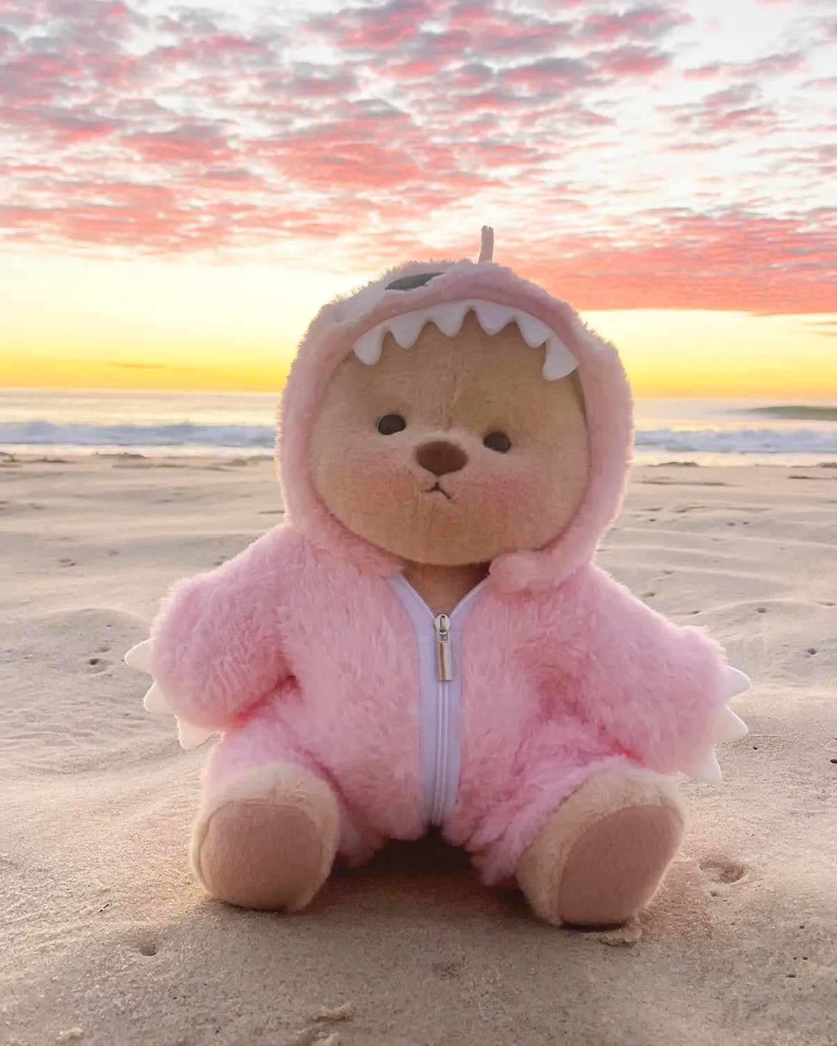 CuttyHug Ayıcık Pembe Tüylü Dino Ayıcık (KOSTÜM)